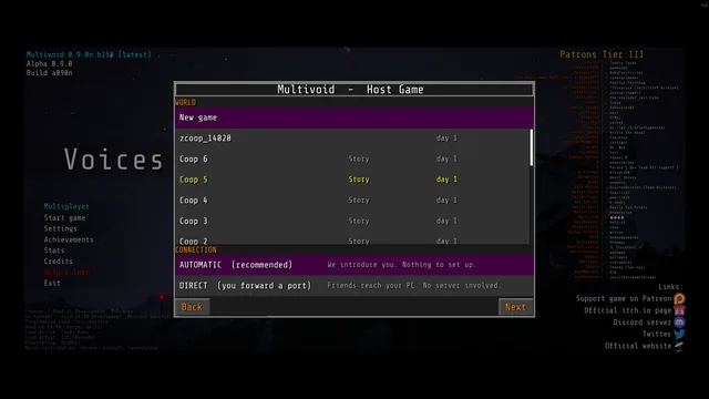 Hosting: pick the save, pick how friends reach you