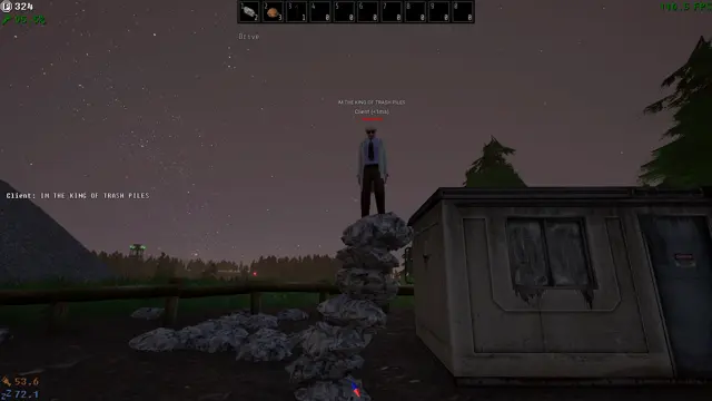 The king of trash piles addresses his kingdom — chat bubbles included